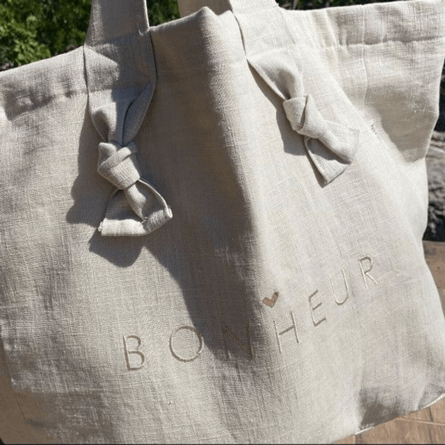 Cabas en lin - sable- BONHEUR - MARCEL & LILY