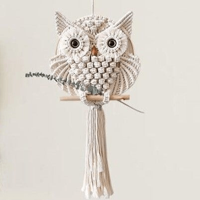 Décoration murale en macramé Hibou - RAMMELAARTJE