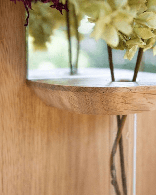 Miroir soliflore - Équinoxe - en bois de Chêne et éprouvette en verre - REINE MERE