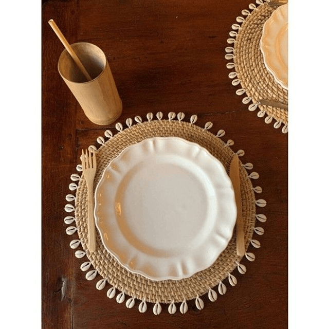 Set de table en rotin et coquillage Cauri D40 - HYDILE